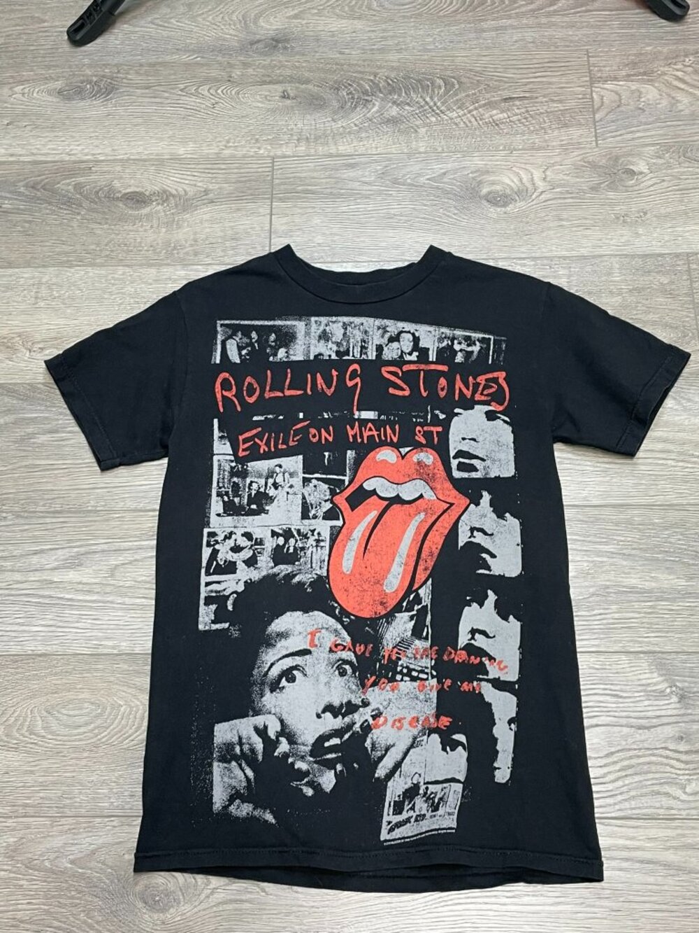 The Rolling Stones Exile on Main St Black Band Tee Graphic Rock T-Shirt Size S